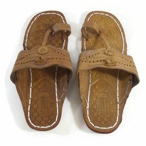 Women's Flip Flop Sandal Thong Flat Handmade Leather Summer Shoe Brown Tan Sz 10